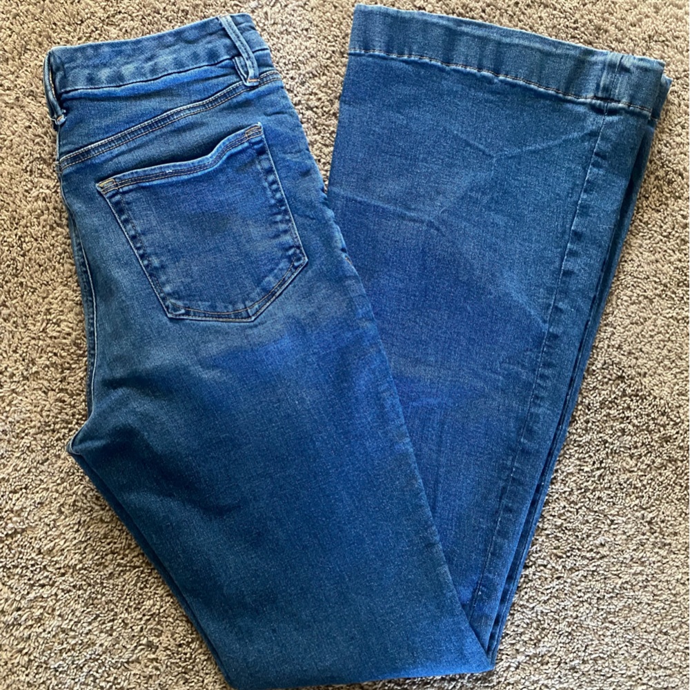 Good American Blue Flare Wide Leg Jeans